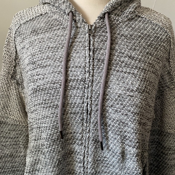 Free People Hoodie Sweater Zip Front Raw Seams Oversized Pleats Hood - Picture 5 of 9